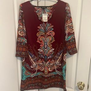 Beautiful Maroon Paisley Dress Size Large NWT BeBop Brand
